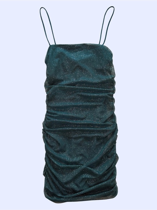 Windsor Dresses & Skirts - Windsor Dark Green Sparkle Ruched Spaghetti-Strap Mini Dress